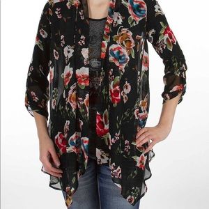 Gimmicks Black Floral Chiffon Cardigan